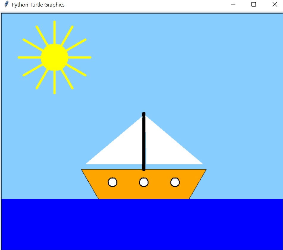Output of Boat using Python Turtle