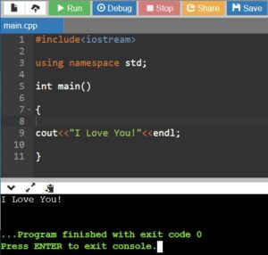 I Love You code in C++ language – CopyAssignment