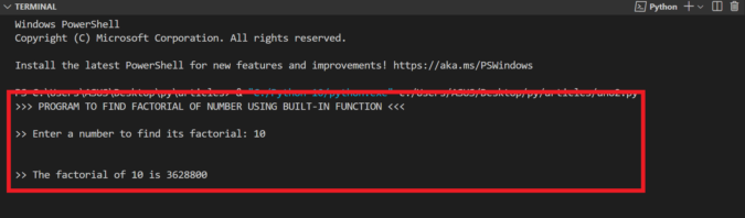 Factorial Programming In Python - CopyAssignment