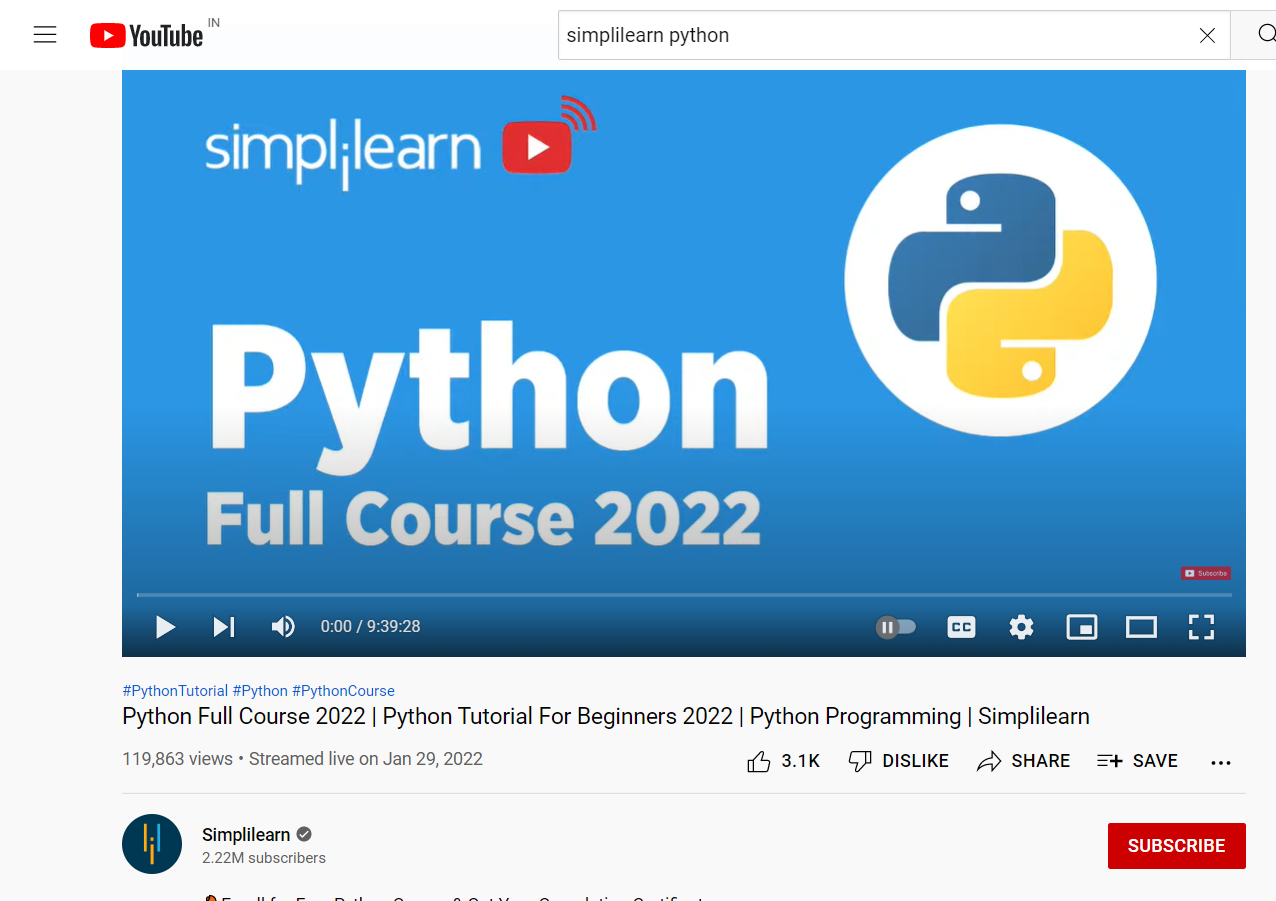 Free Python Courses on YouTube Top 5 Free Python Courses on YouTube in 2022 We all know the YouTube is the best platform where you can find many tutorial series to learn anything. But, do you know that there are 5 Free Python Courses on YouTube in 2022? Today we will explore the best free Python courses you can access anytime to learn Python. These are 1 video course ranging from 4 hours to 12 hours. Let's start the journey.