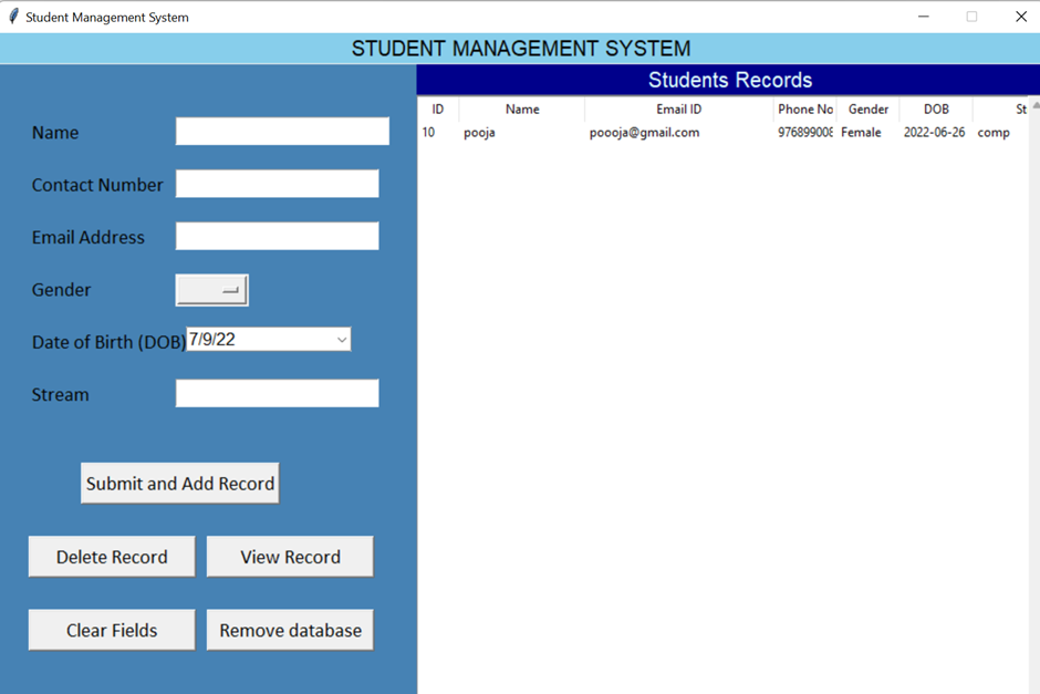Output4 of Student System Management Project in python class 12