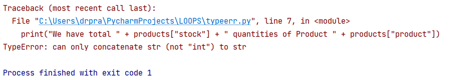 Output3 of TypeError : can only concatenate str(not “int”) to str