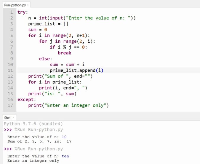 Sum Of Prime Numbers In The Input In Python - CopyAssignment