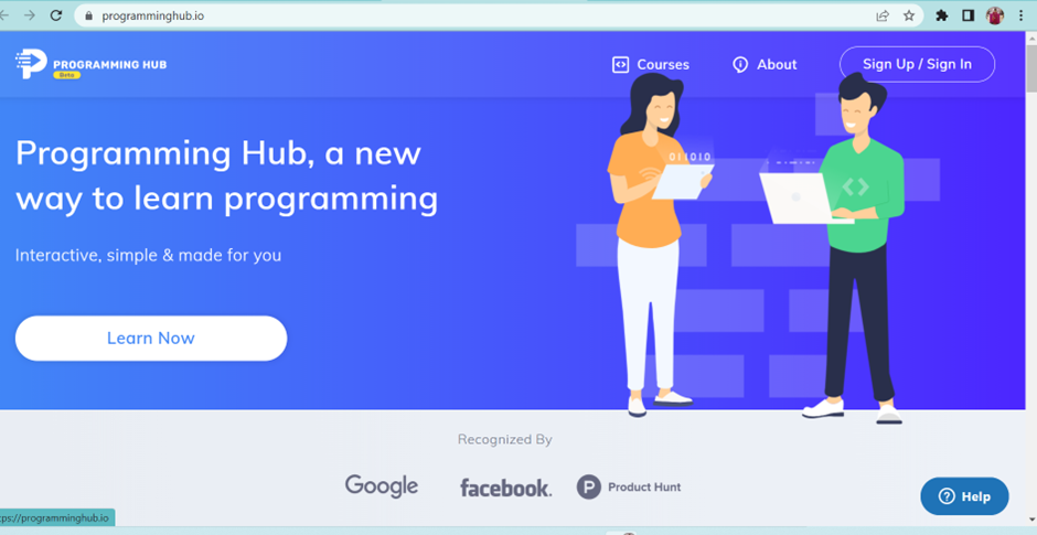 programming hub app as the Best app to learn python programming