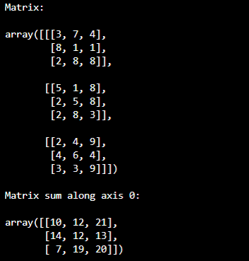 Summation along axis 0 in 3D Matrix