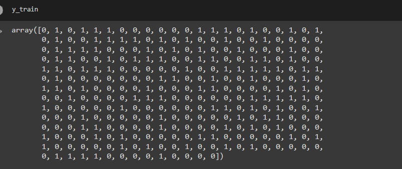 Output 3, y_train, Customer Behaviour Analysis in Python