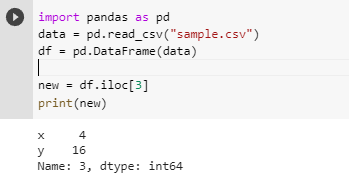iloc method for slicing data frames in pandas