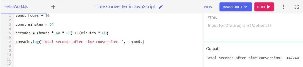 Time Converter in JavaScript