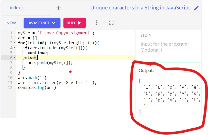 unique-characters-in-a-string-in-javascript-assignment-expert