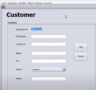 Create an account for the customer