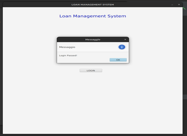 Admin login screen in Loan Management System Project in Java