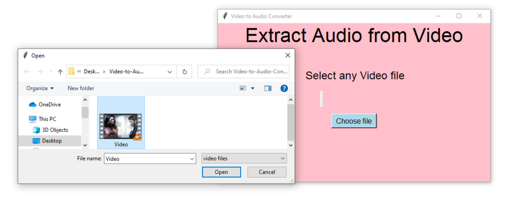 Step 2 to use GUI app to Extract Audio from Video using Python