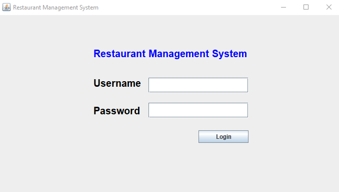 Login module in Restaurant management system project in java