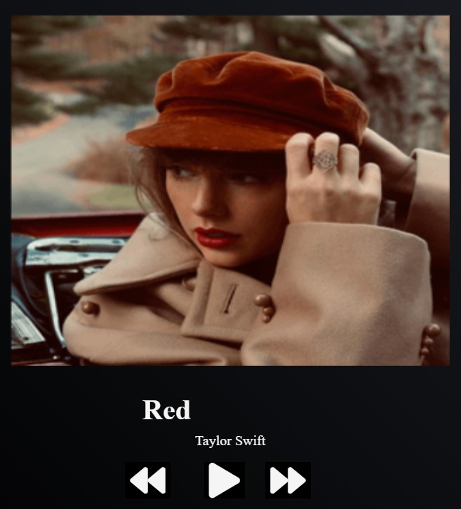 Output 3 of Music player using HTML CSS and JavaScript