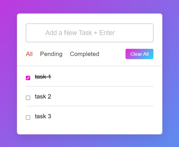 Output 2 for To-Do List in HTML CSS JavaScript