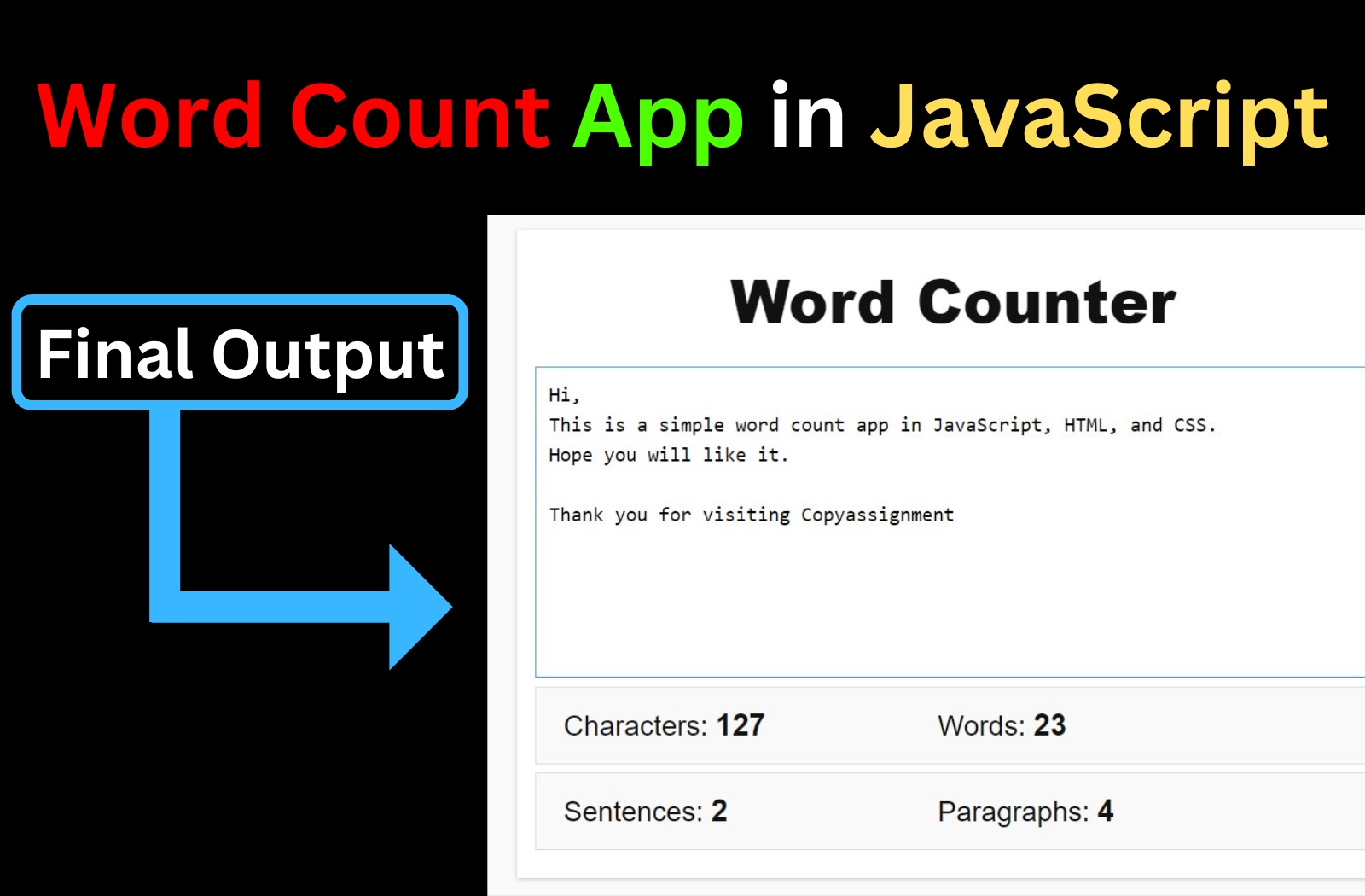 Split Word Count Javascript