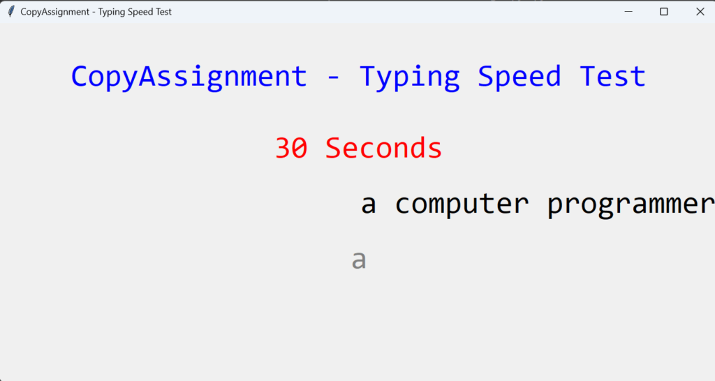 Output 1 to Test Typing Speed using Python