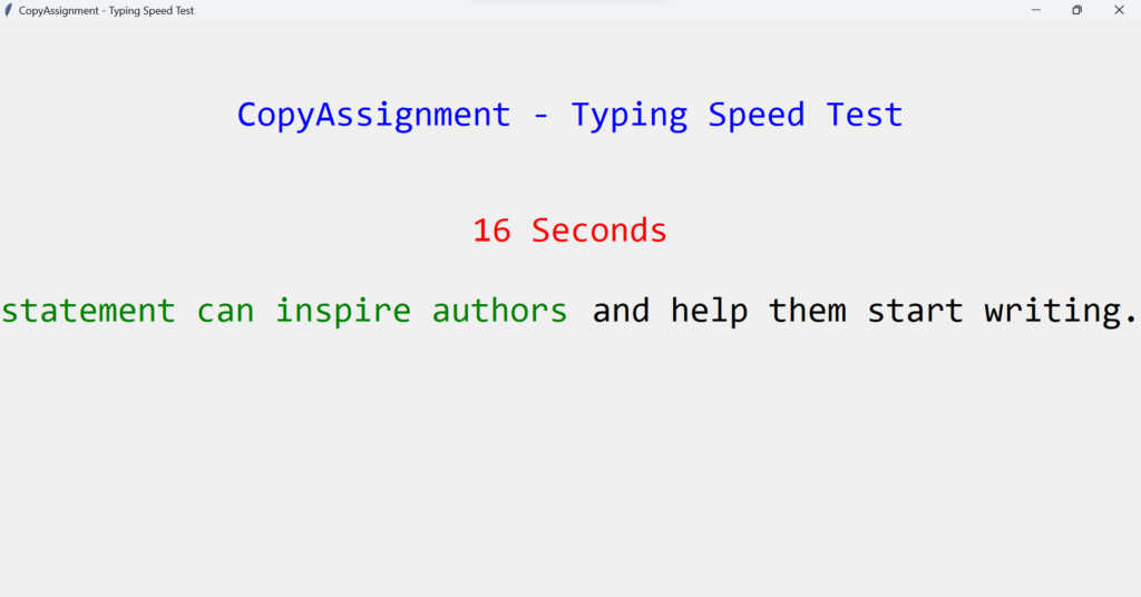Output 2 to Test Typing Speed using Python