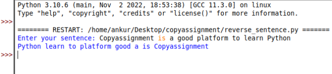 Reverse The Sentence In Python - CopyAssignment