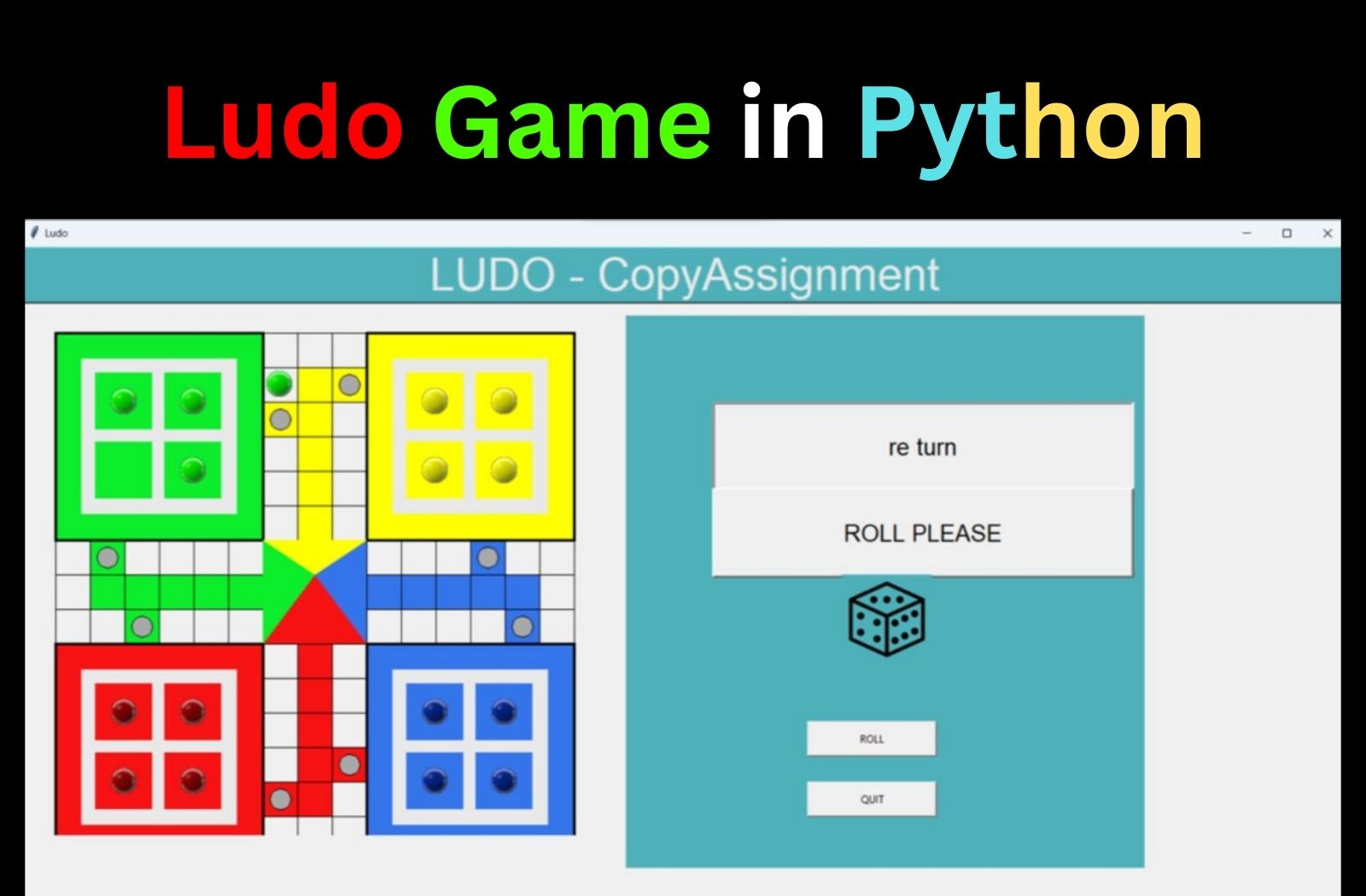 An example of a Ludo board (left), Screenshot of a game in