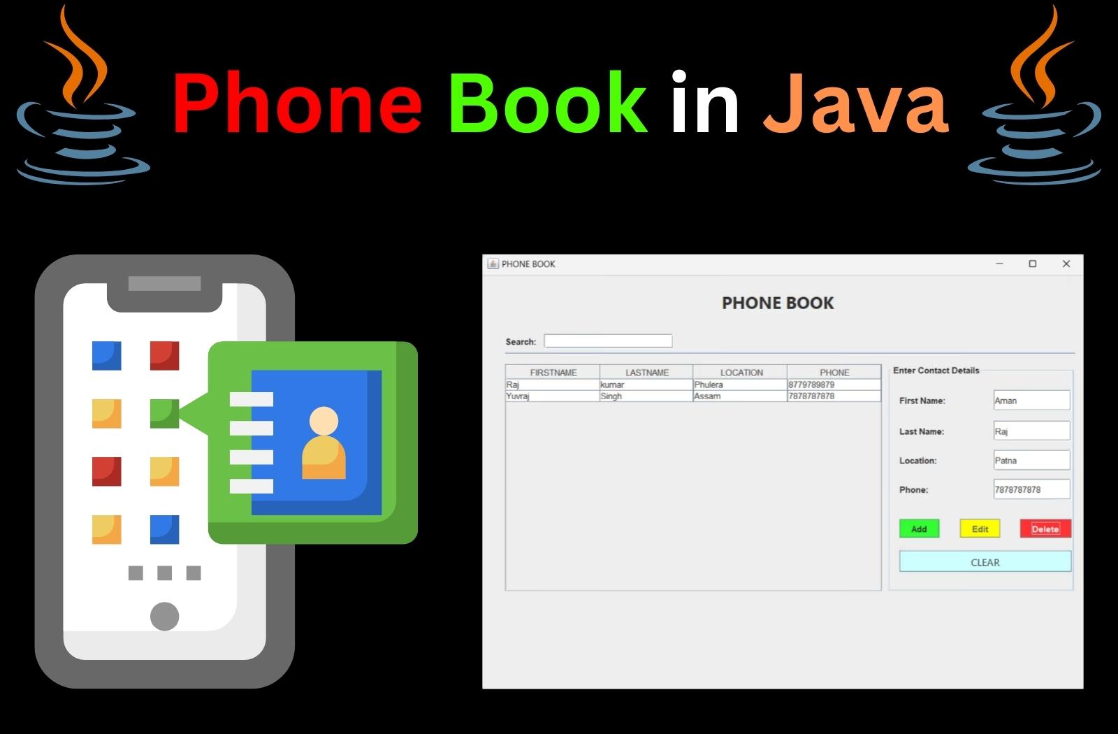 Phone Book In Java - CopyAssignment