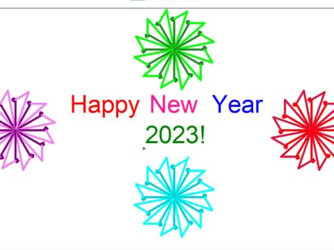 Wishing Happy New Year 2023 in Python Turtle