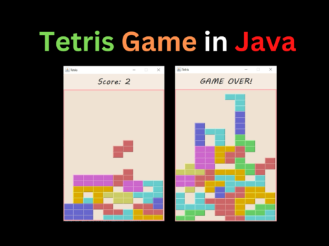 Tetris Game in Java Tetris Game in Java Today, we are going to learn how to build the classic Tetris Game in Java with Swing. The game requires the player to rotate and move falling Tetris pieces to an appropriate position so that the player can fill the entire row without a gap, once the row is filled it's automatically cleared and the score increases. But, if the pieces reach the top, the game is over!