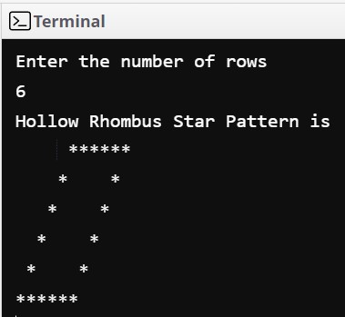 Hollow Rhombus Pattern in C++
