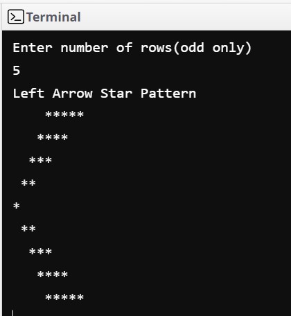 Left Arrow Pattern in C++