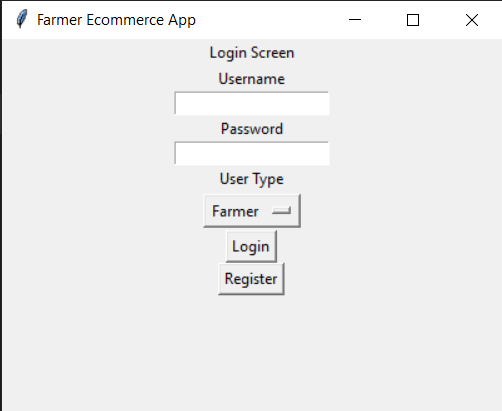 login screen of farmer ecommerce app