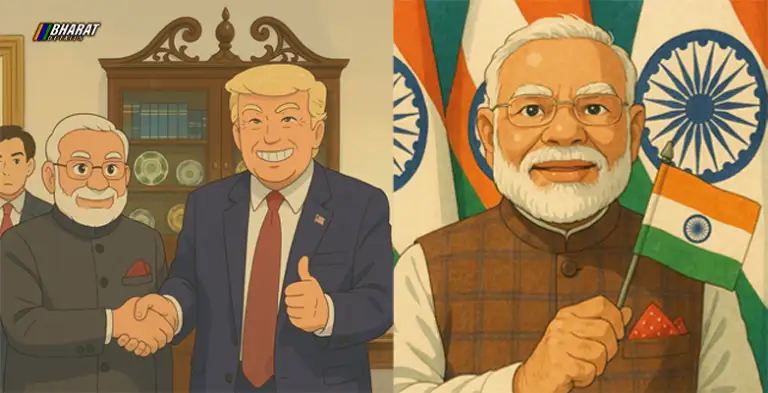 ghibli style generated image of pm modi and president trump